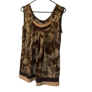Apostrophe Sleeveless Blouse With Brown Tie Dye Size XL